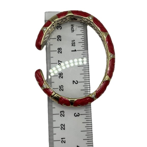 Lauren G Adams Enamel Engagement Cuff Bracelet Quick Release Clasp Gold Plated - Picture 7 of 8